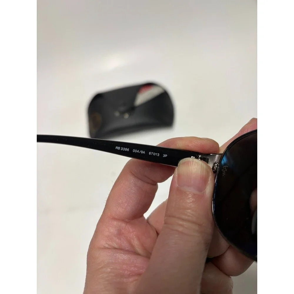 Ray-Ban RB3386 004/9A Polarized Aviator Sunglasses Gunmetal Green G-15 67-13 Ita